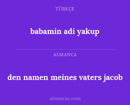 babamin adi yakup - den namen meines vaters jacob