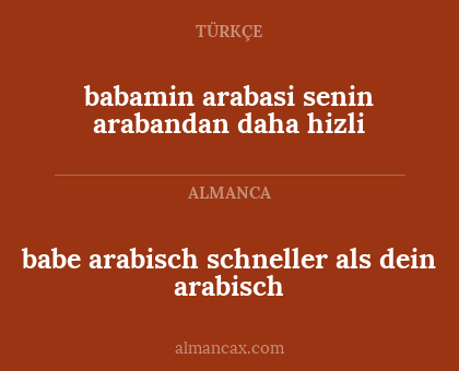 babe arabisch schneller als dein arabisch - babamin arabasi senin arabandan daha hizli