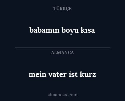 babamın boyu kısa - mein vater ist kurz