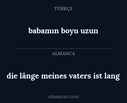 die länge meines vaters ist lang - babamın boyu uzun