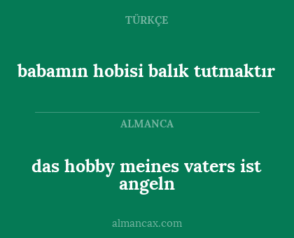 das hobby meines vaters ist angeln - babamın hobisi balık tutmaktır