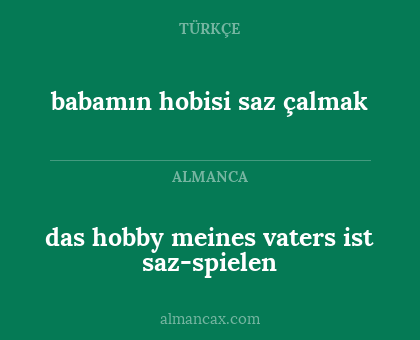 das hobby meines vaters ist saz-spielen - babamın hobisi saz çalmak