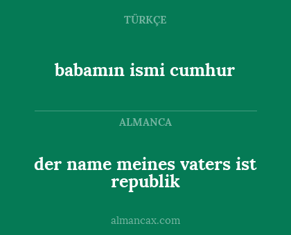 der name meines vaters ist republik - babamın ismi cumhur