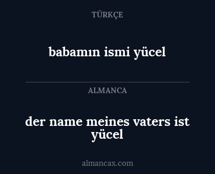 der name meines vaters ist yücel - babamın ismi yücel