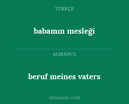 babamın mesleği - beruf meines vaters