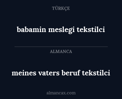 meines vaters beruf tekstilci - babamin meslegi tekstilci