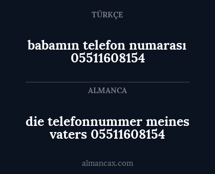 die telefonnummer meines vaters 05511608154 - babamın telefon numarası 05511608154