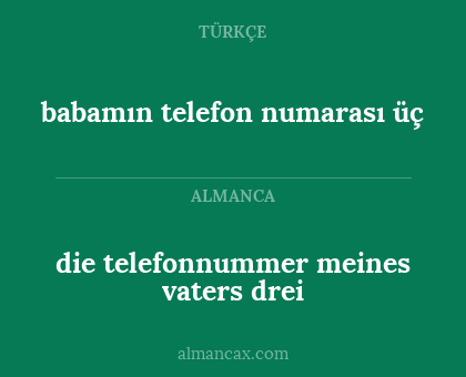 die telefonnummer meines vaters drei - babamın telefon numarası üç