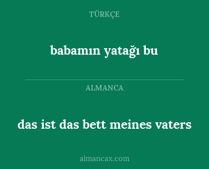 babamın yatağı bu - das ist das bett meines vaters
