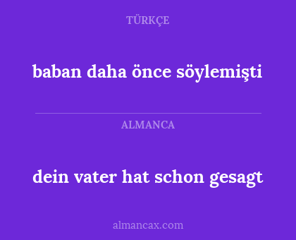 dein vater hat schon gesagt - baban daha önce söylemişti
