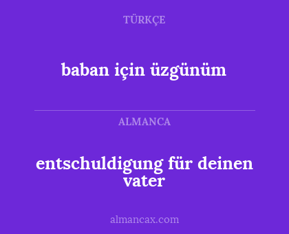 baban için üzgünüm - entschuldigung für deinen vater