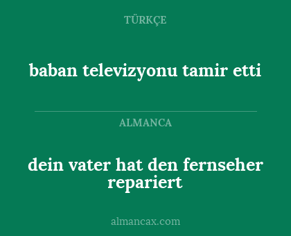 dein vater hat den fernseher repariert - baban televizyonu tamir etti