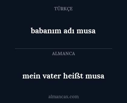 babanım adı musa - mein vater heißt musa