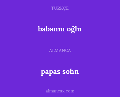 babanın oğlu - papas sohn