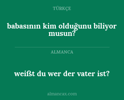 babasının kim olduğunu biliyor musun? - weißt du wer der vater ist?