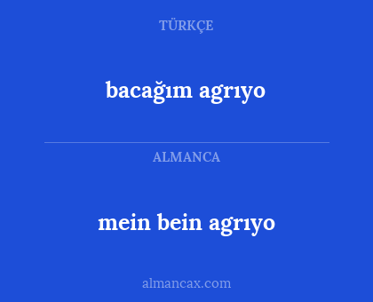mein bein agrıyo - bacağım agrıyo