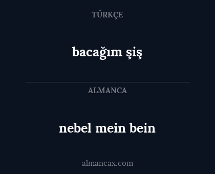 nebel mein bein - bacağım şiş