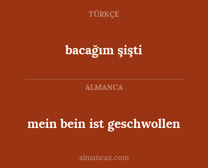 bacağım şişti - mein bein ist geschwollen