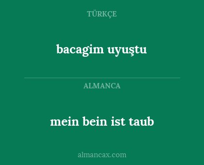 bacagim uyuştu - mein bein ist taub