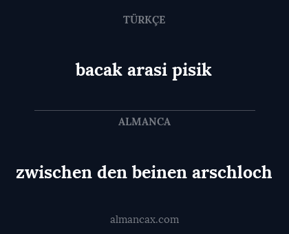 bacak arasi pisik - zwischen den beinen arschloch