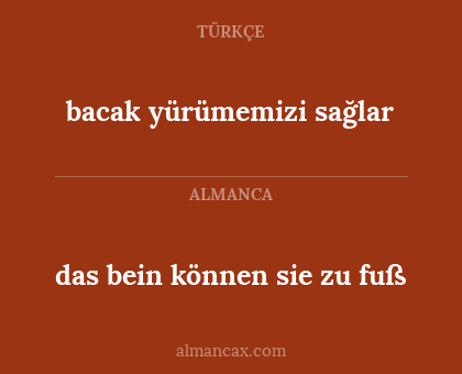 das bein können sie zu fuß - bacak yürümemizi sağlar