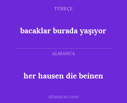 bacaklar burada yaşıyor - her hausen die beinen