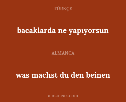 bacaklarda ne yapıyorsun - was machst du den beinen