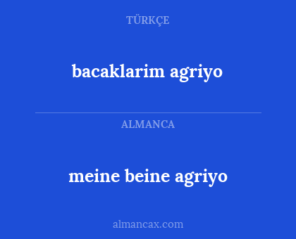 meine beine agriyo - bacaklarim agriyo