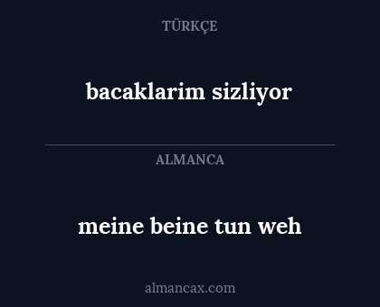 meine beine tun weh - bacaklarim sizliyor