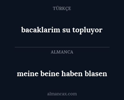 meine beine haben blasen - bacaklarim su topluyor