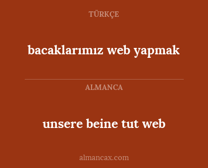bacaklarımız web yapmak - unsere beine tut web