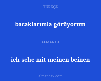 bacaklarımla görüyorum - ich sehe  mit meinen beinen