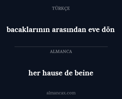 her hause de beine - bacaklarının arasından eve dön