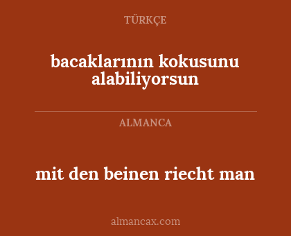 bacaklarının kokusunu alabiliyorsun - mit den beinen riecht man