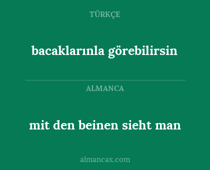 mit den beinen sieht man - bacaklarınla görebilirsin