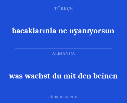 bacaklarınla ne uyanıyorsun - was wachst du mit den beinen