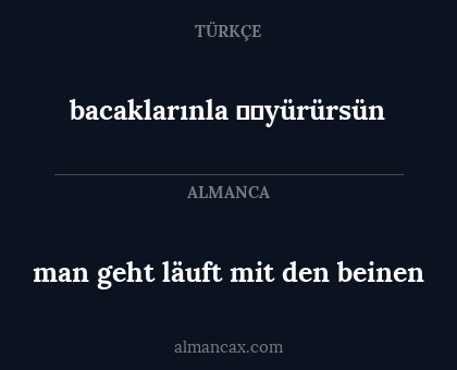 man geht läuft mit den beinen - bacaklarınla yürürsün