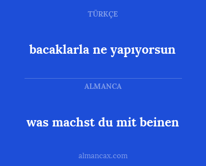 was machst du mit beinen - bacaklarla ne yapıyorsun