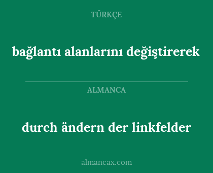 durch ändern der linkfelder - bağlantı alanlarını değiştirerek