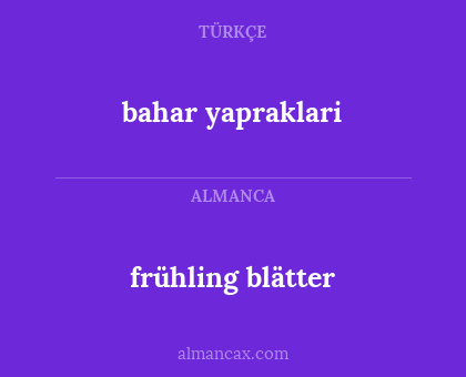frühling blätter - bahar yapraklari