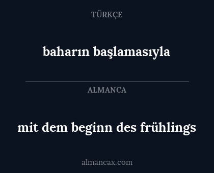 baharın başlamasıyla - mit dem beginn des frühlings