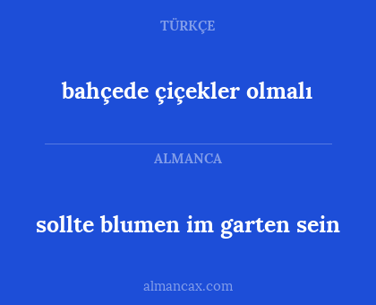 bahçede çiçekler olmalı - sollte blumen im garten sein