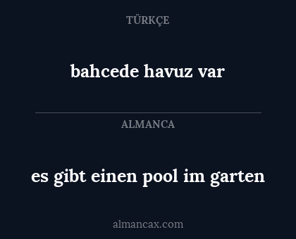 es gibt einen pool im garten - bahcede havuz var