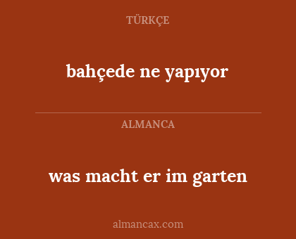 bahçede ne yapıyor - was macht er im garten