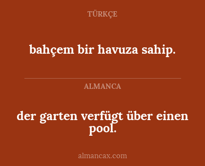 der garten verfügt über einen pool. - bahçem bir havuza sahip.