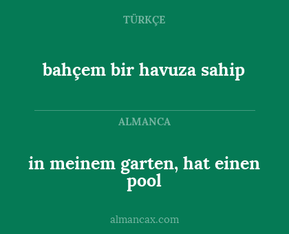 bahçem bir havuza sahip - in meinem garten, hat einen pool