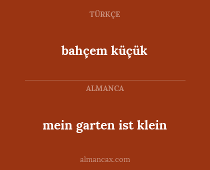 mein garten ist klein - bahçem küçük