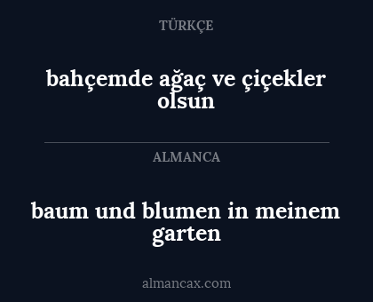 bahçemde ağaç ve çiçekler olsun - baum und blumen in meinem garten