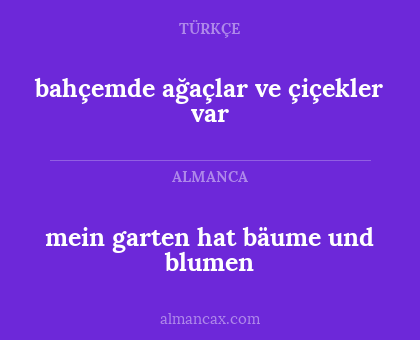 mein garten hat bäume und blumen - bahçemde ağaçlar ve çiçekler var