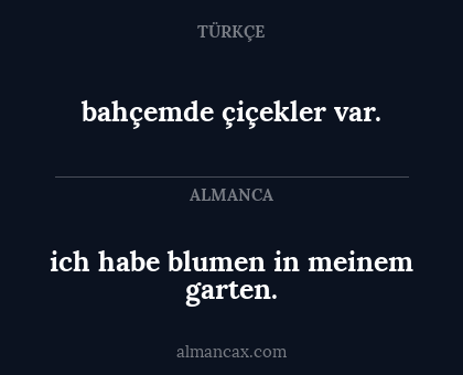 bahçemde çiçekler var. - ich habe blumen in meinem garten.